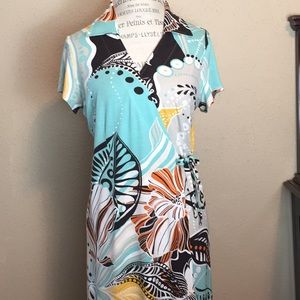 Bentley A. Knit Leaf Print Wrap Dress